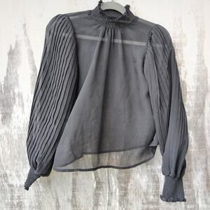 Chiffon Sheer Romantic Dainty Fairy Long Sleeve Top Women's Size Small